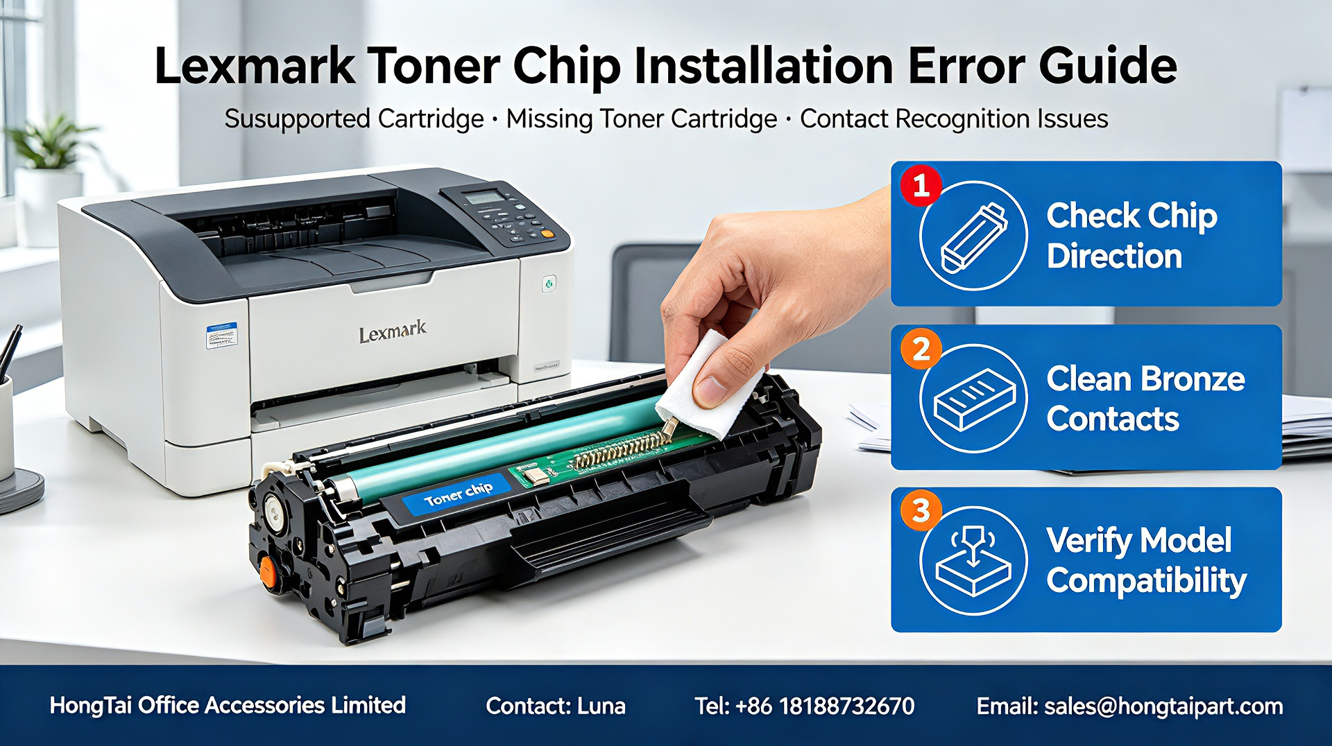 최신 회사 블로그 Lexmark Toner Chip Troubleshooting | Fix Unsupported & Missing Cartridge Errors