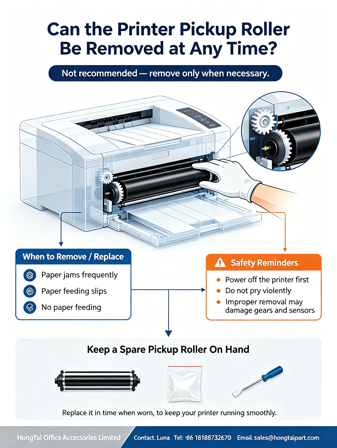 최신 회사 블로그 Can Printer Pickup Roller Be Removed At Any Time? Maintenance Guide